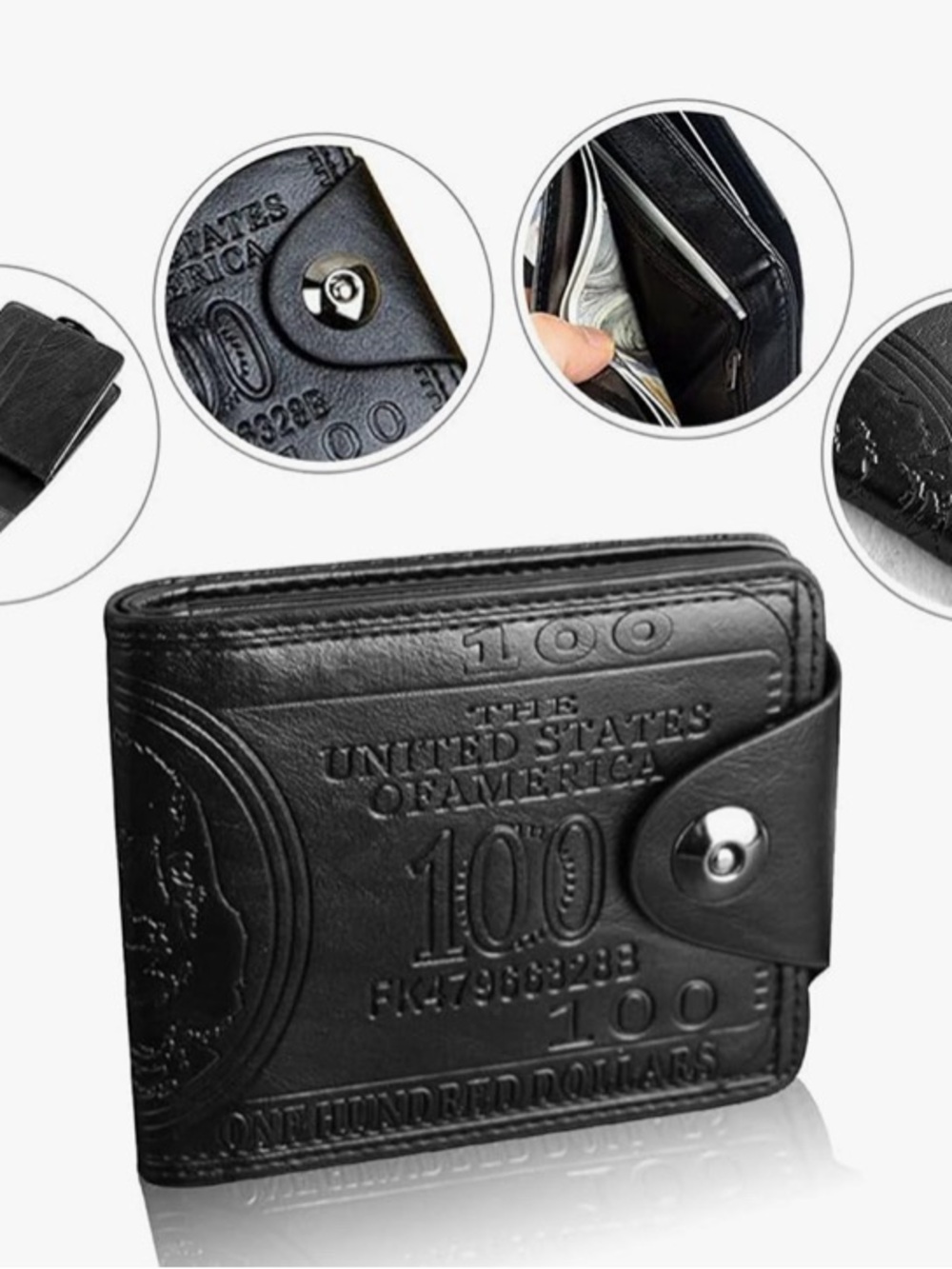 Men's Wallets With US Dollar Pattern Leather Wallet Photo Card Holder New